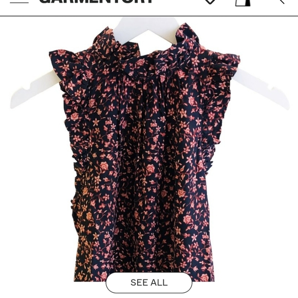 Frame Denim Women's Top - Black with Pink Floral - Picture 1 of 3